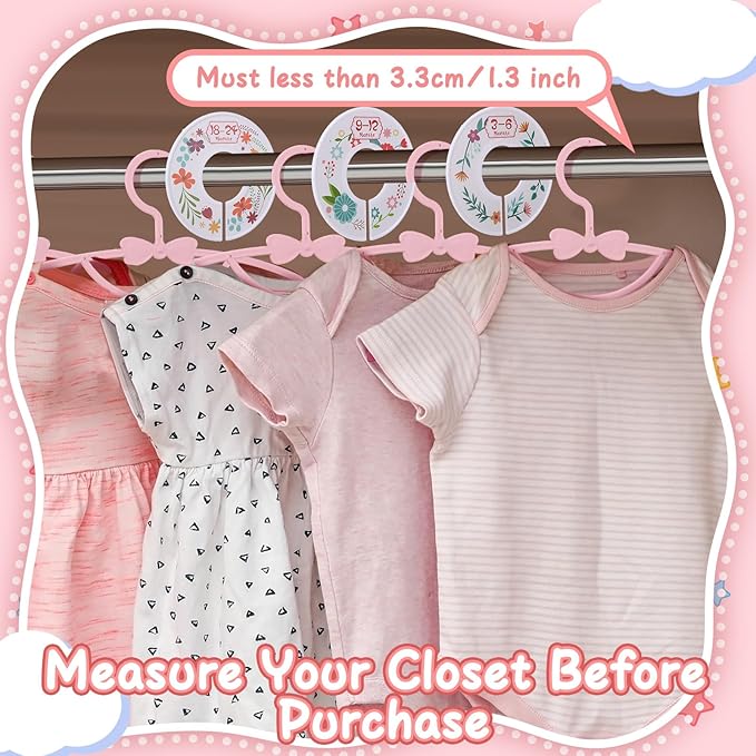 50 Pack Pink Baby Hangers Plastic Baby Clothes Hangers with Clips Non-Slip Ultra-Thin Kids Infant Coat Hanger for Newborn Toddler Clothes