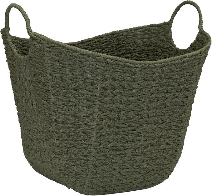 Household Essentials Natural Woven Wicker Storage Basket with Handles