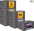 90L Large Storage Bags,6 Pack Foldable Clothes Storage Bins,Closet Organizers Storage Containers Durable Handle Thick Fabric For Bedding,Clothing, Blanket, Pillows and Toys,Grey