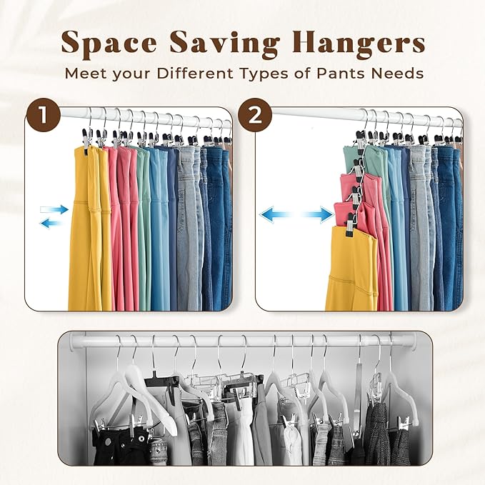 HOUSE DAY Metal Legging Organizer for Closet, Yoga Pants Hangers Pack of 60 with Rubber Coated Clips, Space Saving Storage for Boots, Workout Sets, and Hats