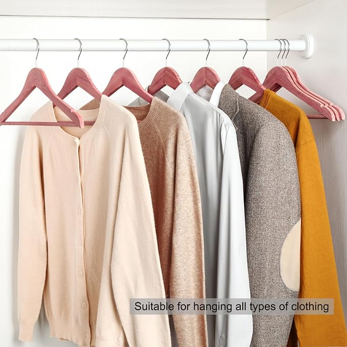 TOPIA HANGER 30-Pack American Red Cedar Wooden Hangers, Clothes Hangers for Closet, Wood Coat Hanger with Smooth Cut Notches, 360° Swivel Hook, Non-Slip Pants Bar-CT54C30