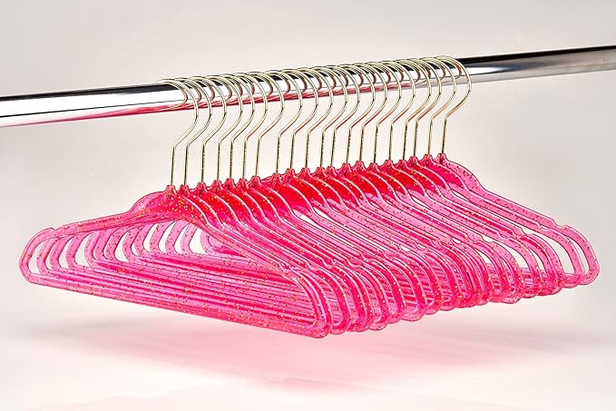 CONCEPTS 20 Pack Baby Hangers Kids Acrylic Non Slip Glitter Clothes Hangers for Toddler Infant Newborn Closet Organizer Small Hangers for Baby Clothes Pants Shirts Space Saving Nursery