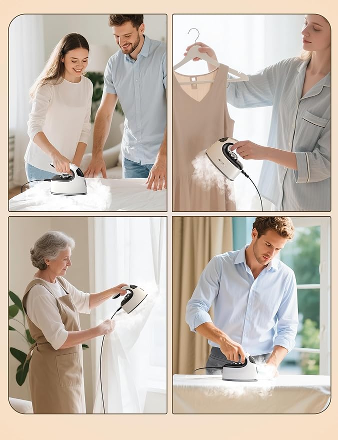Sundu Mini Travel Iron with Steam,1000W Portable Non-Stick Soleplate Steam Small Iron for Quilting & Sewing,300 Microsteam Holes,90ml Water Tank,Lockable Safety Base,Digital Temperature Control