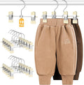 DOIOWN 10 Pack Baby Pants Hangers with Clips, Toddler Non-Slip Space Saving Hangers for Pants, Skirts, Clothes - Baby Essentials Closet Organizer