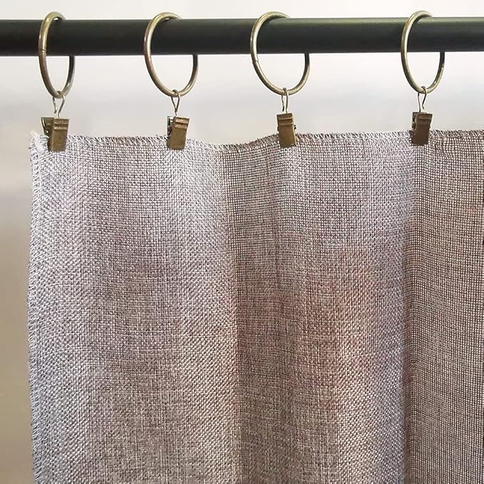 WeeksEight 40 Pack Bronze Curtain Rings with Clips, Curtain Hooks Hangers Clip Rings for Hanging Drapes Bows Hat, Drapery Rings 1.5 in I D, Fits up to 1.2 in Diameter Curtain Rod.