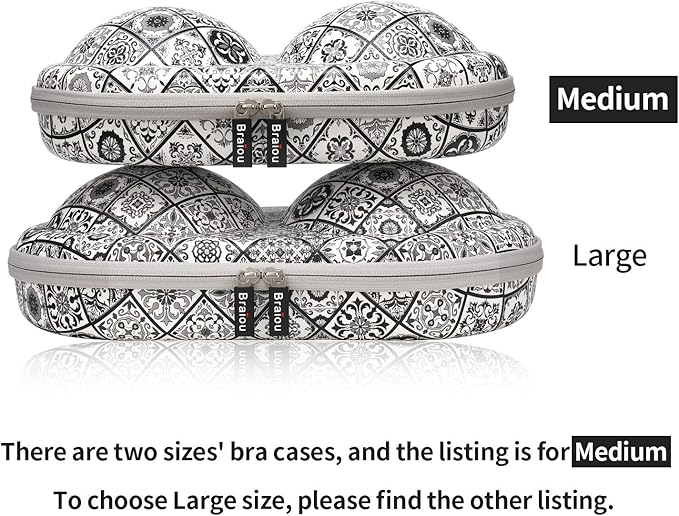 Bra Case Premium Lingerie Travel Bag Zip Underwear Organizer Bag for A-C Cup (Black Plaid)