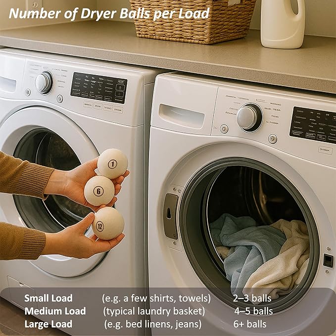 Wool Dryer Balls Laundry, XXL(3.1") 12 Pack, Premium Fabric Softener Ball, Reusable, Anti Static, Chemical Free Natural Wool Balls for Dryer, Laundry Dryer Balls – 100% New Zealand Wool