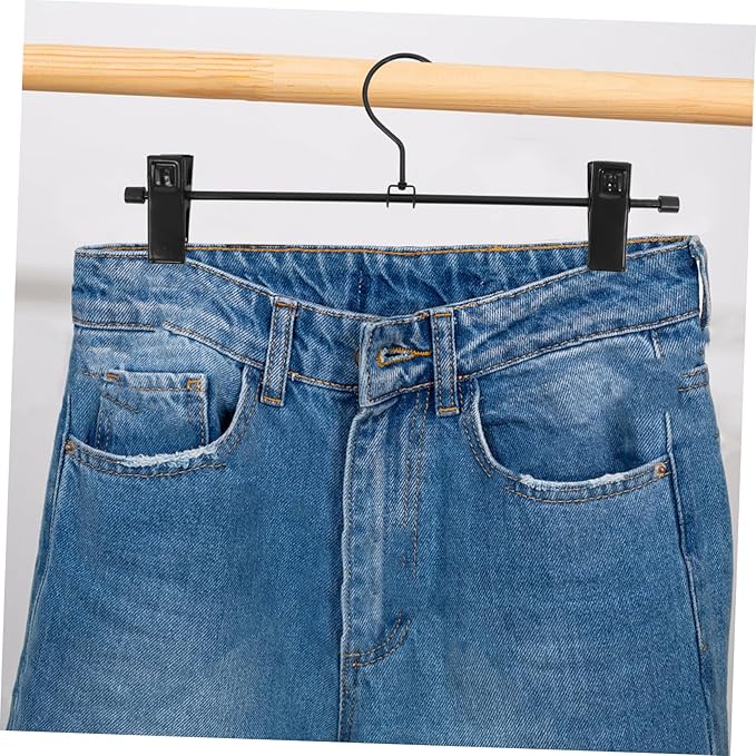 Healifty 10pcs Metal Pants Hangers Clips Heavy Duty Skirt Hangers Adjustable Clips for Pants and Skirts Rotating Hooks Sturdy Construction