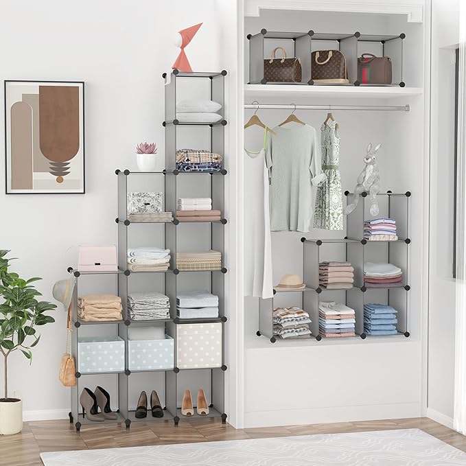 HOMIDEC 9 Cube Storage Organizer, Cubes Shelves for Living Room, Grey