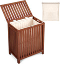 2LB Depot Bamboo Laundry Hamper - Dark Brown Organizer with Lid - Solid Wood Construction with Canvas Liner and Wooden Rods - Hand Grips for Portability - Stylish and Durable Laundry Basket -78L