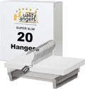 Quality Hangers Luxury Ultra Thin Space Saving Wooden Clothes Hanger - Skirt Hangers with Squared Pant Bar Best for Shirts Blouses Dress - White Hangers - 20 Pack