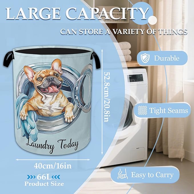 Dog Laundry Today Large Storage Basket, Collapsible Laundry Basket Oxford Storage Bin for Toy Bins Gift Baskets Bedroom Clothes Children Nursery Hamper 16" X 20.8"