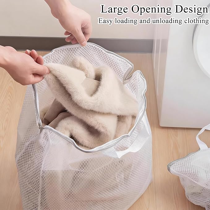 Mesh Laundry Bags for Delicates Reusable Durable Lingerie Bags for Washing Machine Large Laundry Bags for College Dorms Apartments Travel Storage Organizer Bag (3Pcs)
