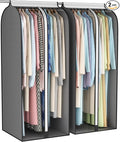 22” Gusseted Garment Bags for Hanging Clothes, Large Clear Window Clothes Cover for Closet Storage, Wardrobe Coat Protector for Suit, Shirt Long Dress, Bottom Enclosed, 2 Pack, 50” Long