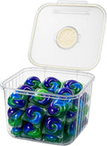 Skywin TidyFriend Laundry Pods Container with Lift Up Lid, 17.2" x 17.2" x 13", Airtight Storage Keeps Pods Fresh, Laundry Detergent Container & Dishwasher Pod Holder (Clear)