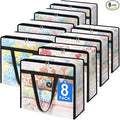 8 Pack Clear Storage Bags for Comforter, Clothes & Bedding, Plastic Blanket Storage with Zipper and Handle, Moving Bags, Closet Organizer and Under-Bed Storage (60L)
