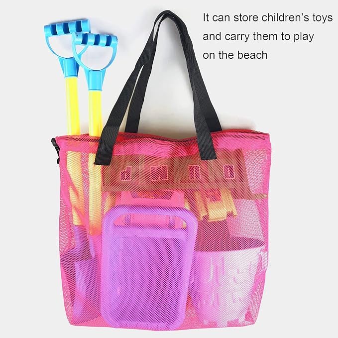 4Pieces Cute Mesh Pool Tote Bags,Mesh Beach Bags With Drawsting For Swim,Travel,Party