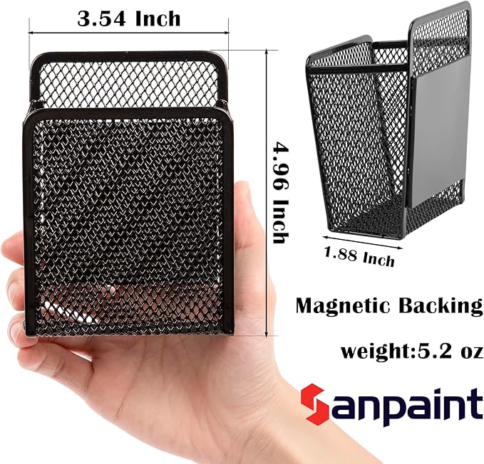 Magnetic Pen Holder - Magnetic Black Mesh Locker Cups, Organizational Supplies, Strong Magnet Storage Marker Pen Pencil Organizer for Refrigerator,Whiteboard,Locker Accessories