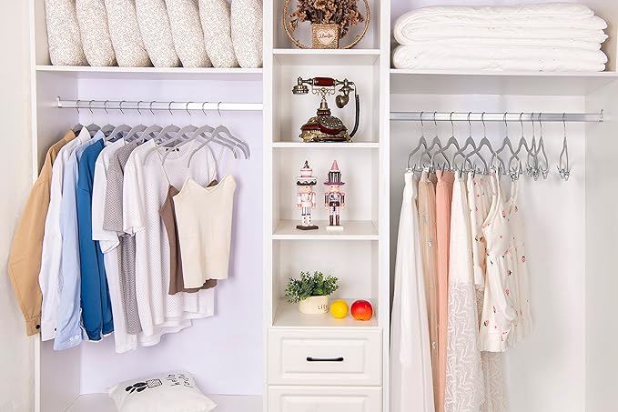 Quality Hangers Clothes Hangers 200 Pack - Non-Velvet Plastic Hangers for Clothes -Heavy Duty Coat Hanger Set -Space-Saving Closet Hangers with Chrome Swivel Hook, Non-Flocked Hangers (200, Gray)