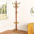 Freestanding Vintage Coat Rack with 11 Hooks, Sturdy Wooden Hall Tree for Entryway, Heavy-Duty Tri-Legged Base for Hats, Jackets, Bags, Easy Assembly for Bedroom, Hallway