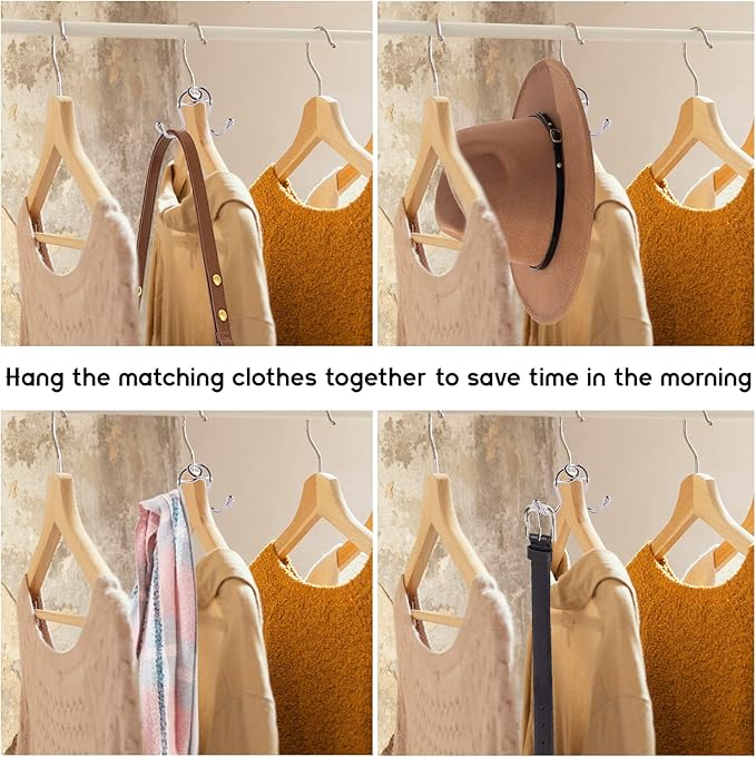 60 Pack Clothes Hanger Connector Hooks Metal Hanger Extender Hooks, Sturdy Hooks for Closet Wardrobe Space Saver Fits All Types of Hangers (Stainless Steel)