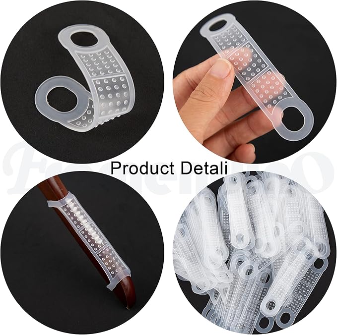 Framendino, 100 Pack Clear Non-Slip Rubber Clothes Hanger Grips Clothing Strips Hanging Accessories