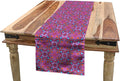 Lunarable Orient Inspired Art Table Runner, Nature Blossom Motif Geometric Shapes Swirled Composition Star Shape, Dining Room Kitchen Rectangular Runner, 16" X 90", Multicolor