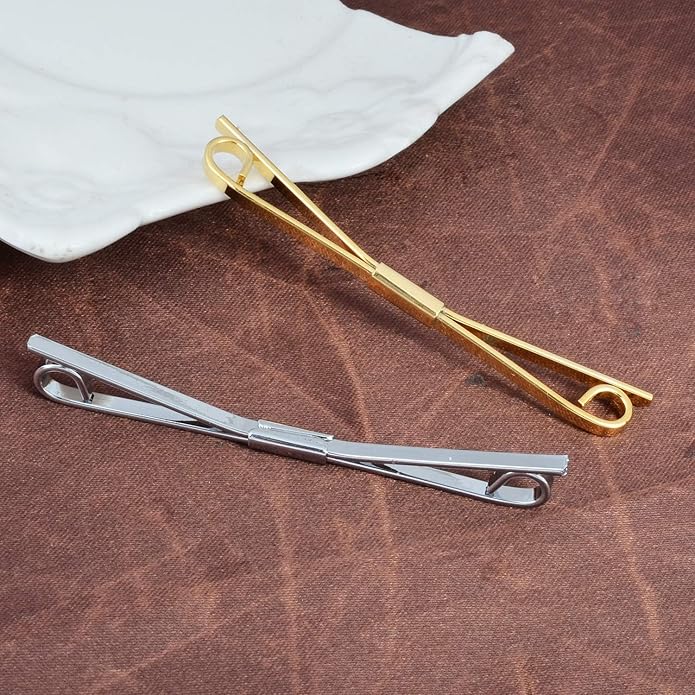 2PCS Bowtie Collar Clips Necktie Tie Clips Collar Bar Shirt Stay Tie Pins Cravat Clip for Men