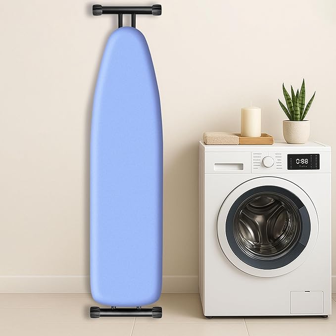 Ironing Board Cover and Pad 15x54 Standard Size, Extra Thick Cotton Iron Board Cover with Padding, Silicone Coated and Scorch Resistant, Elastic Edge with Hook & Loop Strap, Heatproof Blue