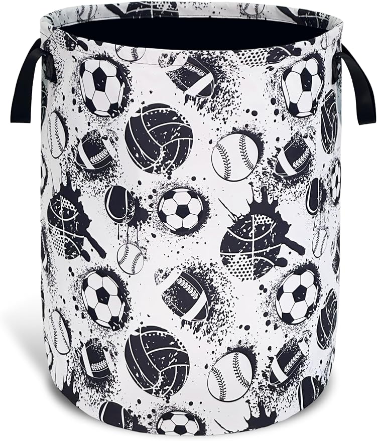 Various Balls Laundry Basket Foldable Oxford Cloth With Handle Portable Colorful Storage Basket Organizer Suitable For Laundry Room/Bedroom/Living Room/Children'S Room (18.9 X 16.5 Inch)