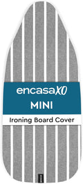 Encasa XO Ironing Board Cover and Pad 28"x12" - 4mm Felt Mini Iron Board Cover with Padding, Stain-Safe Dye, Non Slip, Elastic Bungee Cord Tightening, Heat Resistant Roma Grey Stripes
