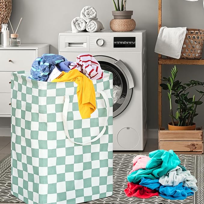 Sage Laundry Hamper Storage Basket Girls Organizer Bins Toy Box Laundry Basket Large Canvas Collapsible Chest for Home/Dorm/Kitchen/Pet/Office/Closet/Shelf/Gift Baskets