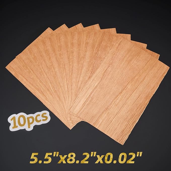10 Pieces Spanish Cedar Wood Sheets for Cigar Humidor, Large Size 5.5"x8.2"x0.02" Easy to Cut and Manipulate, Thin Wood Chip for Dividing or Lighting Up Cigars, Wooden Sheets for Types of Humidors