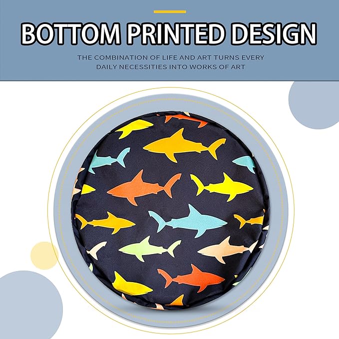 Colorful Shark Laundry Basket Cartoon Pictures Foldable Oxford Cloth Funny Tote Bag Laundry Hamper Clothes Storage Bucket Toy Organizer For Bathroom/Laundry Storage/Bedroom 18.9x16.5 In