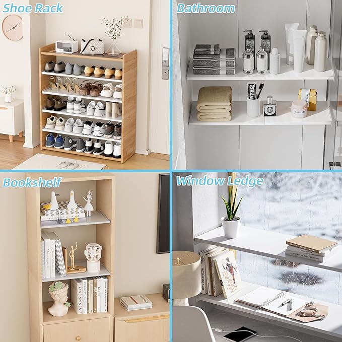 Expandable Closet Tension Shelf Organizers, 1 Pack Cabinet Rack Storage for Wardrobe Divider Shelves Pantry Cupboard Kitchen (White,15.8" D x 26"-38" W,1PCS)