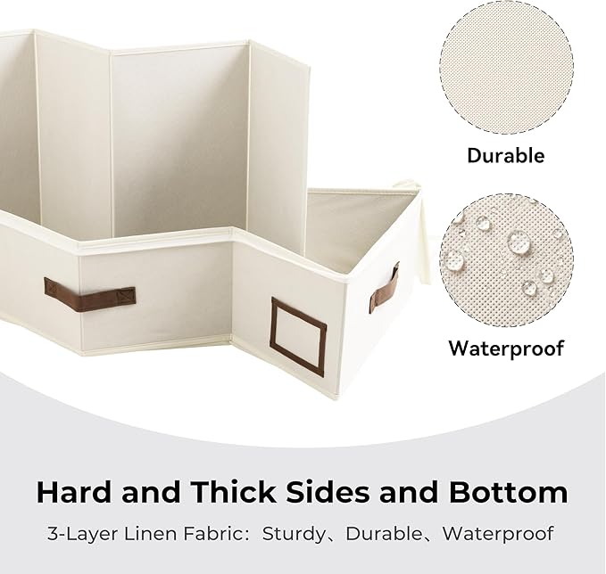 Cupic Cupid Under Bed Storage Containers, Foldable Organizer with Lid for Bedroom, Underbed Storage Box for Blankets, Clothes, Shoes, 2 Pack, Beige