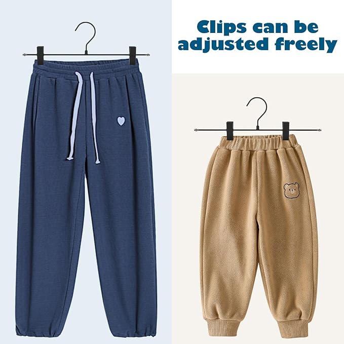 9-Pack Black Pants Hanger, Adjustable Women's Skirt Hanger, Jeans Hanger Pants Hanger, Heavy Duty Space Saving Shorts Hanger