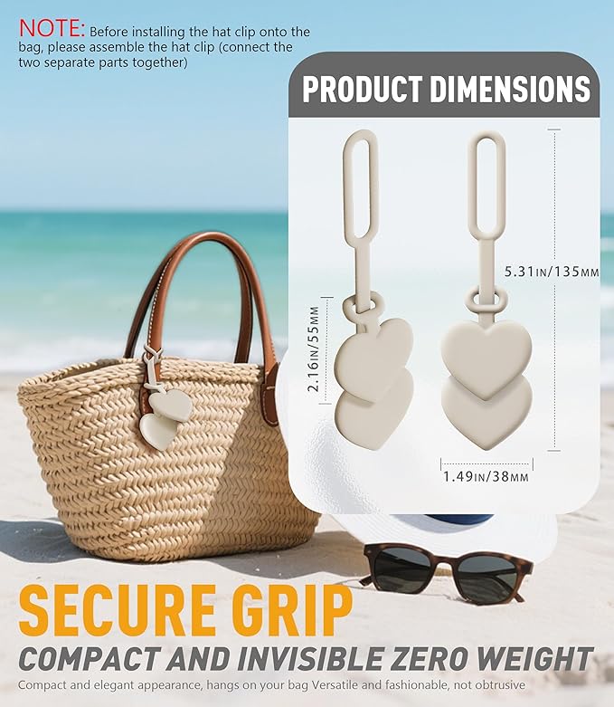 Nearockle Magnetic Hat Clip for Travel on Bag, 2026 Silicone Hat Clips Adjustable Sunhat Holder, Vacation Travel Essentials