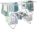 BROOKSTONE – Extra Large – Double Spaced - 2 Tier Collapsible Clothes Drying Rack, Indoor/Outdoor Folding Hanging Garment Stand [NO Assembly - Ready Out of The Box]