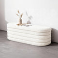 GLAXYFUR Storage Ottoman Bench, 43 Inch Upholstered Entryway Shoe Seat, End of Bed Stool Blanket Chest for Living Room, Hallway, Sherpa White