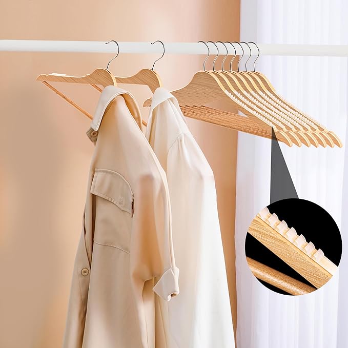 Clear Non-Slip Adhesive Strips for Wooden Hangers 200 Pcs - Anti-Skid Grip for All Hanger Types - 2.8x0.2 Inch, Ideal for Thicker Hangers - Easy-to-Apply Rubber Grippers (200)