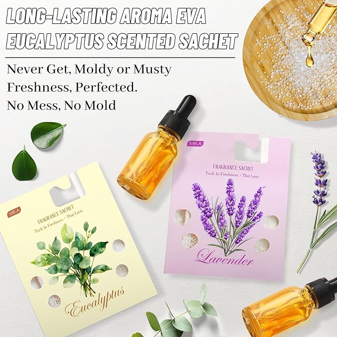 13Packs Lavender Eucalyptus Scented Sachet Bags, Fragrance Sachet Bags for Drawers and Closets, Air Fresheners for Car and Home, Closet Deodorizer Scented Drawer Fresheners for Dresser