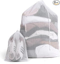 2 Pack Mesh Laundry Bags - Large & Small Heavy Duty Mesh Laundry Bag with Drawstring, Wash Bags for Travel, College, Dorms, Sports, Family, White