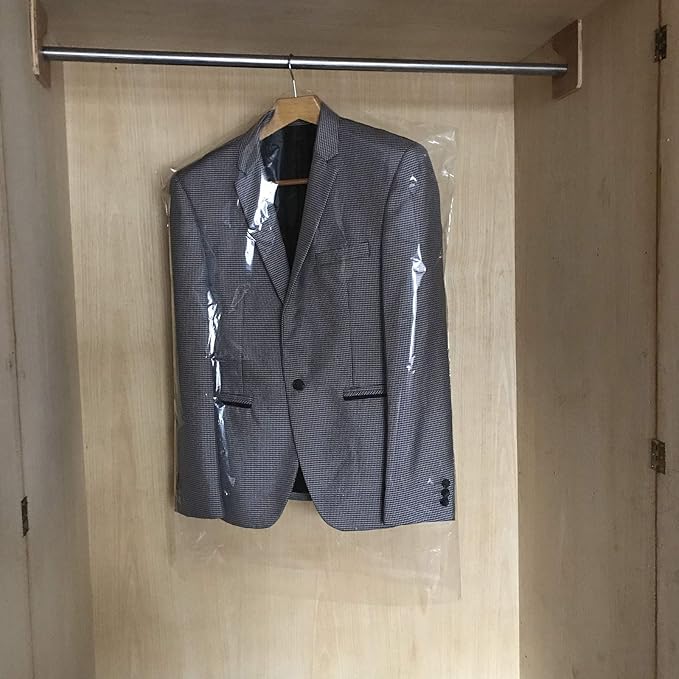 100 PCS Dry Cleaner Bags Plastic Clear 35.4 Inches Can be Hung Transparent Clothes Dust Cover