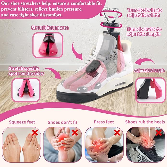 LANNEY Shoe Stretcher Women Men, Boot Stretchers 4-Way Shoe Tree Adjustable Widener Expander Unisex Boots Stretcher Wide Feet