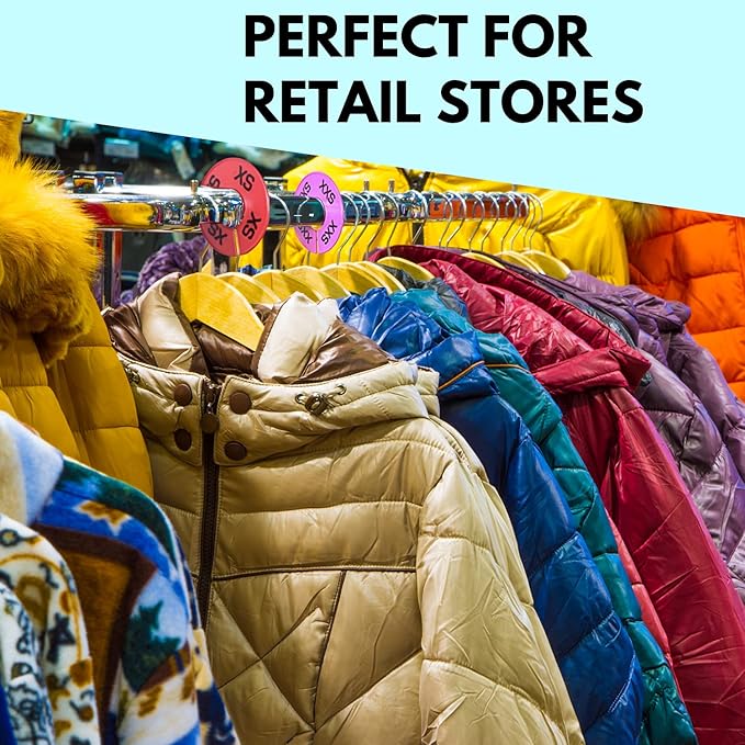 Discount Sizing- Clothes Size Dividers Round Rack Size Dividers (48 Pack) XXS - XXXL Multicolor | for Clothing Racks Retail Hanger Rack, at-Home Closet Organizing, Adults & Children