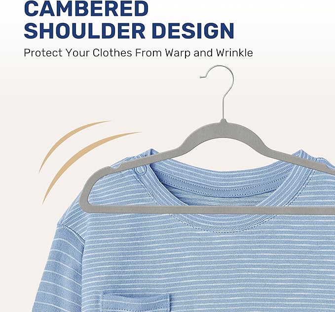 YSSOA 30 Packs Velvet Hangers, Non Slip Space Saving Suit Hangers, Heavy Duty Clothes Hangers with 360° Rotatable Hook for Coats, Pants, Grey