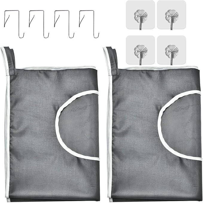 Durable hanging laundry hamper bag Behind door Space Saving with Stainless Steel Hooks Zip, For Bathroom,Kids room,Travel,College Dorm,2pack(Extra Large-Dark Grey)