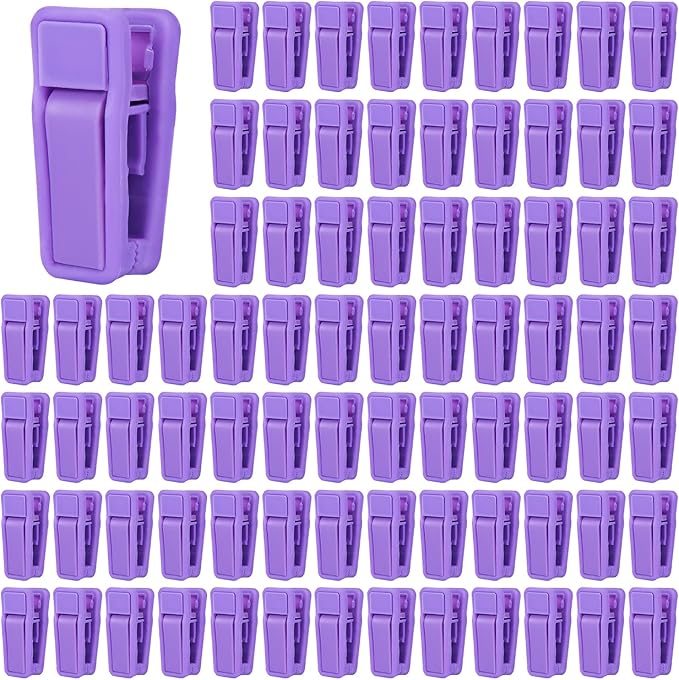80 Pcs Plastic Baby Hanger Clips Slim-line Finger Clips Set for Clothes Hanger Velvet Hanger (Purple)