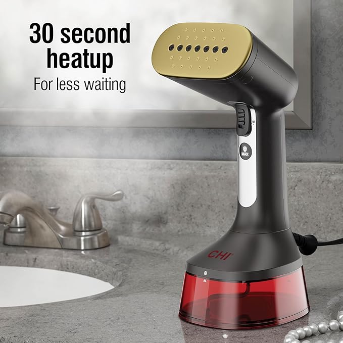 CHI Handheld Garment Steamer for Clothes, Fabric Brush, Large 300 ml Water Tank, 2 Steam Modes, Ergonomic Handle, Portable Steamer for Clothes, 10’ Cord, (11590)